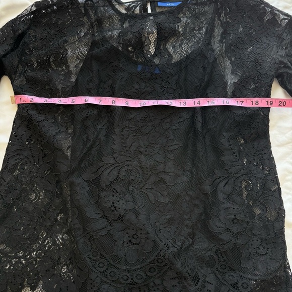 Apt.9 Women’s Black Lace 3/4 Long Sleeve Blouse Keyhole Button Goth Witchy Emo S - Picture 5 of 6